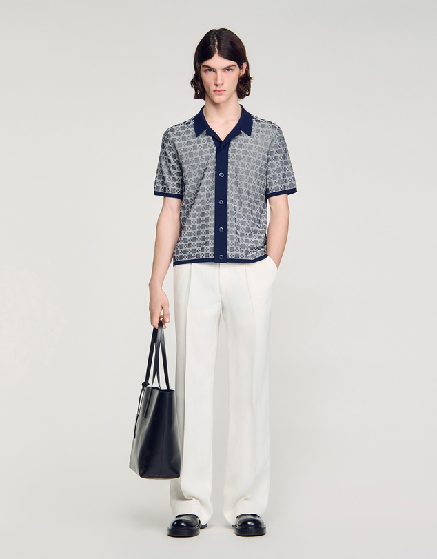 Sandro - Cross Knit Shirt Cardigan