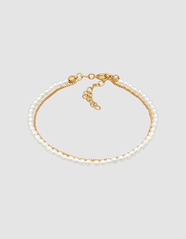 Elli Jewelry - Shell Pearl Layer Bracelet in Gold-Plated 925 Silver