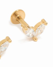 Lovisa - Gold Plated Surgical Steel Double Leaf Cubic Zirconia Flat Back Studs
