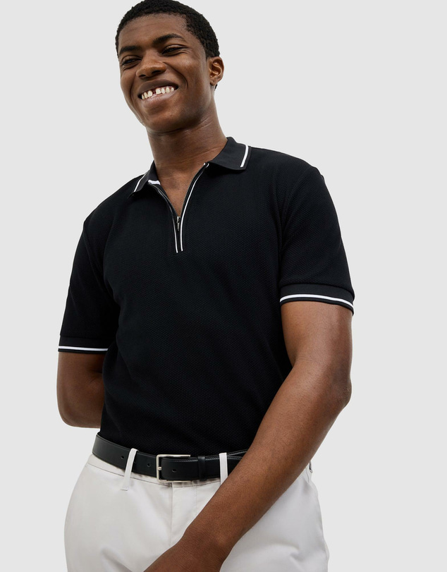 Politix - Morgan Textured Zip-up Polo