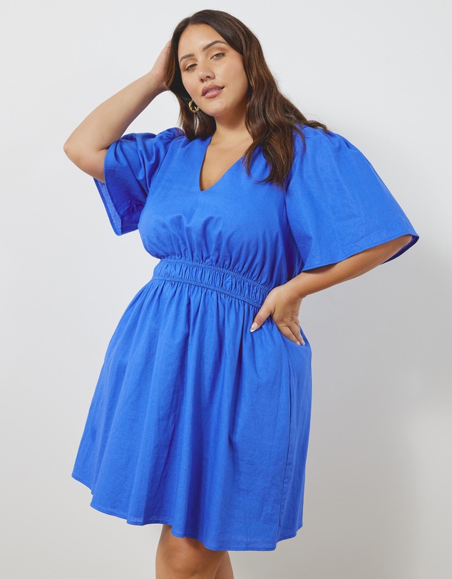 Atmos&Here Curvy - Jasmine Linen Blend Mini Dress