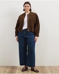 Atmos&Here Curvy - Ruby Faux Suede Bomber Jacket