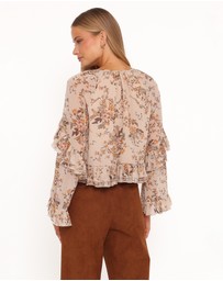 Petal & Pup - Caecilia Frill Top - Beige Floral