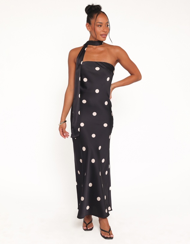 Petal & Pup - Jutta Strapless Maxi Dress - Black Polka Dot