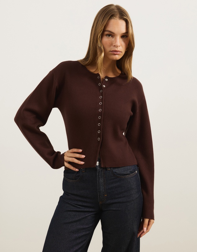 Atmos&Here - Rue Button Up Split Hem Knit Cardigan