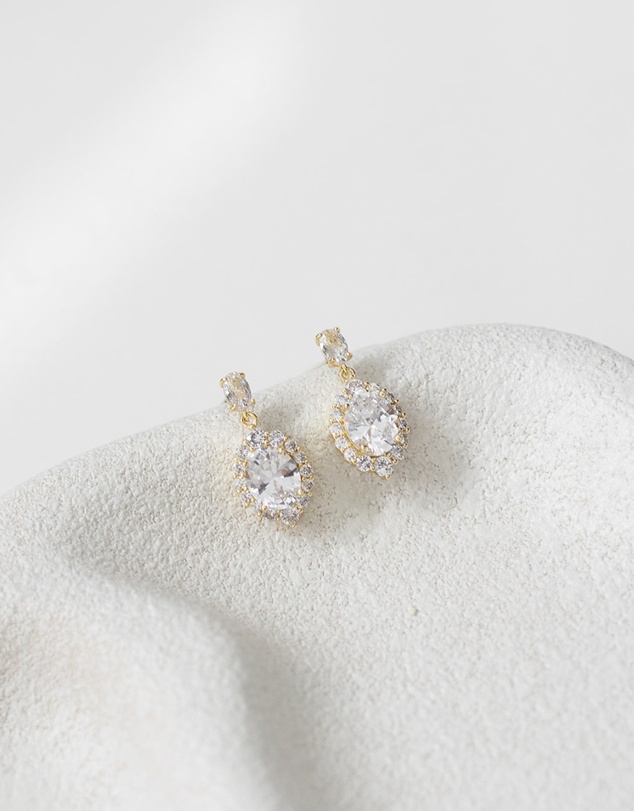 The White Collection - Anna Earrings - Classic Gold Bridal Earrings