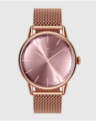 August Berg - Serenity 32mm Rose Gold Plated Mesh Watch