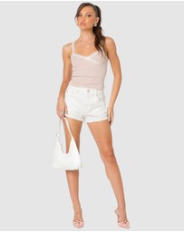 EDIKTED - Bow pocket washed denim shorts