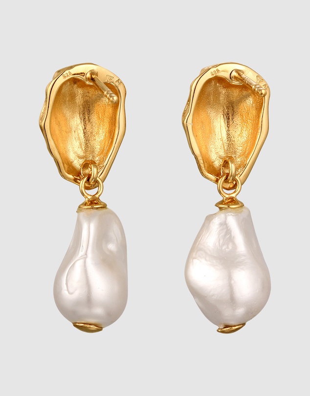 Elli Jewelry - Shell Pearl Stud Earrings in Gold-Plated 925 Silver