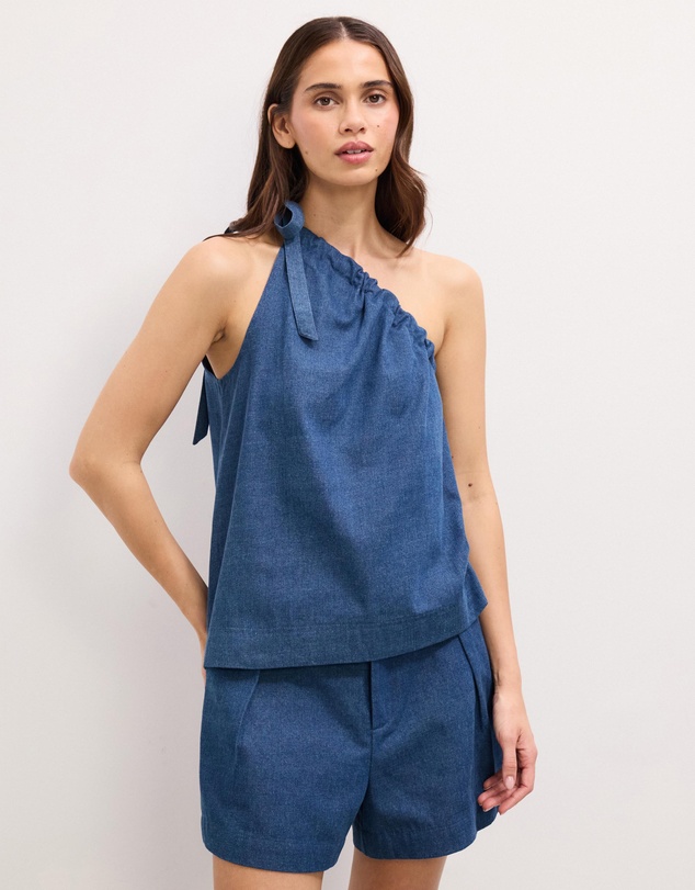 The Fated - Millie Soft Denim One Shoulder Top