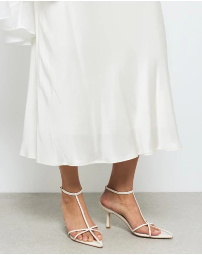AERE - Leather Point Toe Strappy Heels