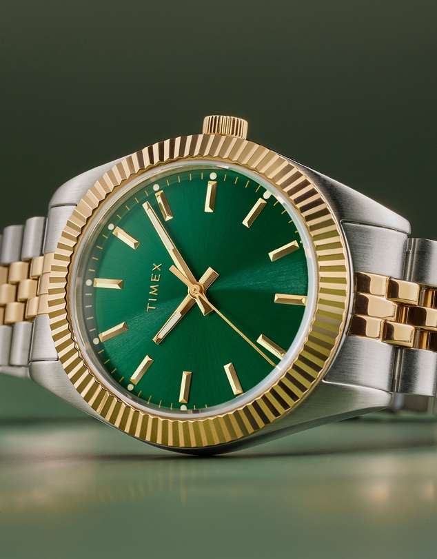 TIMEX - Womens 36mm Legacy Two-tone Case and Bracelet with Green Dial