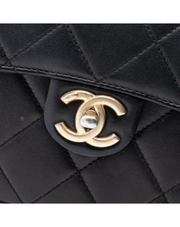Pre-Loved by Azura Reborn - Pre-Loved Mini CC Quilted Shiny Calfskin Round Moon Messenger Flap