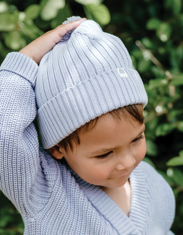 Kynd Baby - Organic Chunky Rib Knit Beanie in Sky Blue
