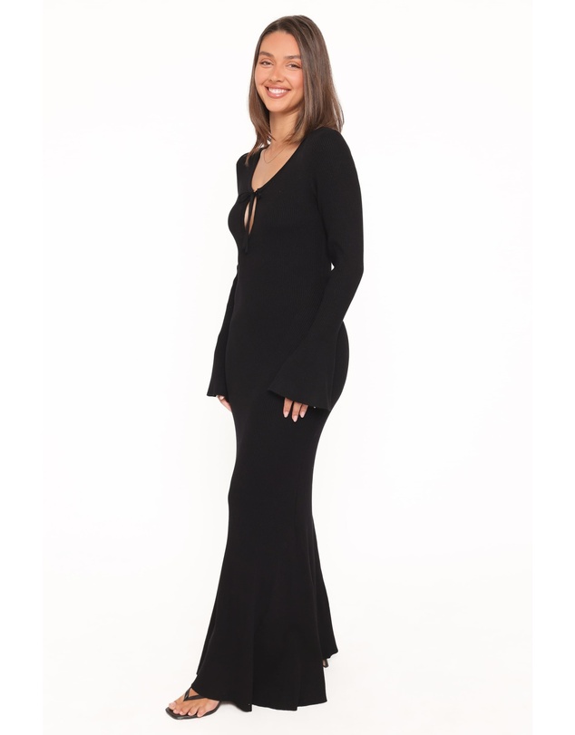 Petal & Pup - Desley Knit Long Sleeve Maxi Dress - Black