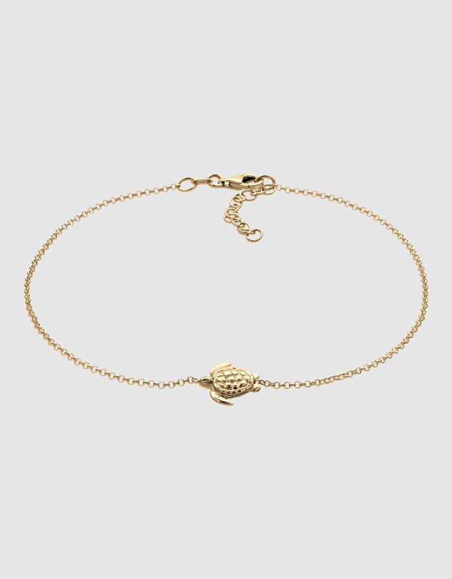 Elli Jewelry - Anklet Turtle 925 Sterling Silver Gold-Plated