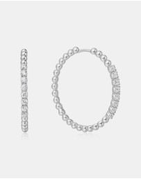 Ania Haie - Ania Haie Silver Large Claw Sphere Beaded Hoop Earrings