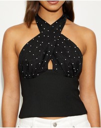 Dazie - Grace Polka Dot Halter Top