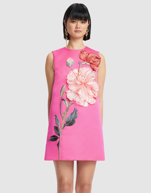 LEO LIN - Yvonne Applique Floral Mini Dress