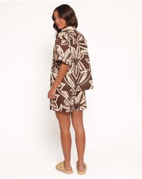 Petal & Pup - Pacifica Shorts - Chocolate Floral