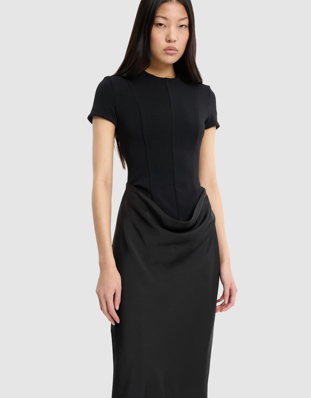 ROTATE - Capsleeve Draped Maxi Dress