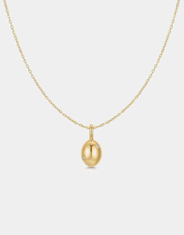 Ania Haie - Ania Haie Gold Floral Oval Pendent Necklace