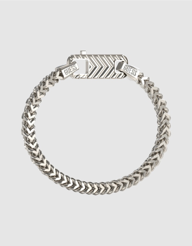 GUESS - Silver-Tone Textured Hook Bracelet