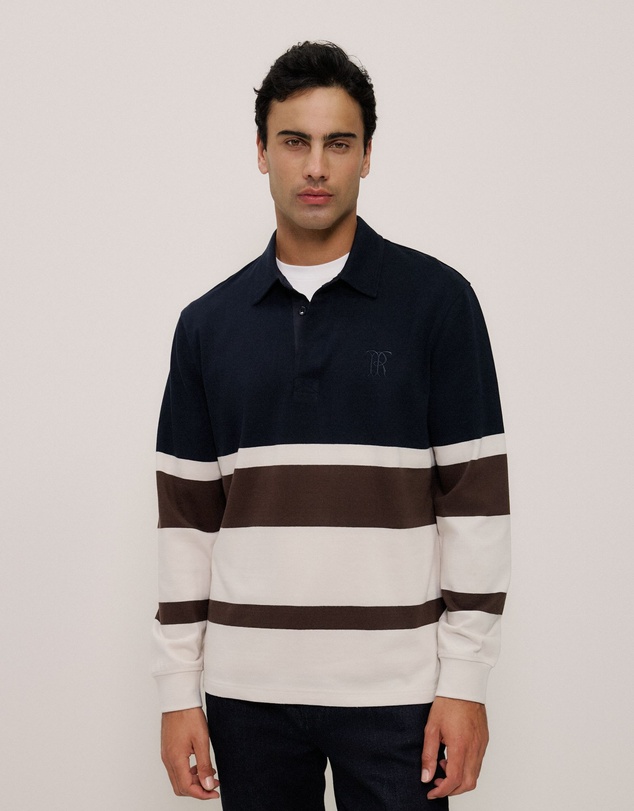 Trenery - Bold Stripe Monogram Rugby in Navy