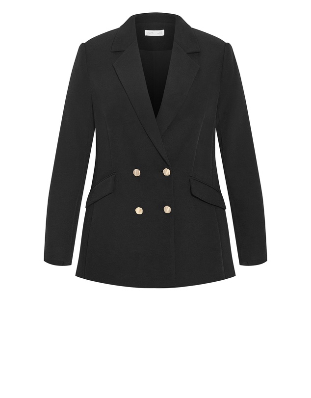 City Chic - Plus size Ella Double Breasted Relaxed Blazer - black