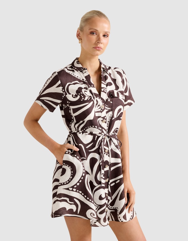 Forever New - Grace Linen Shirt Mini Dress