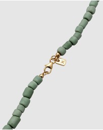 Kuzzoi - ICONIC EXCLUSIVE - Green Beads Necklace with Gold-Plated Silver Closure