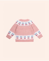 Huxbaby - Folk Cherry Bow Cardigan - Babies-Kids