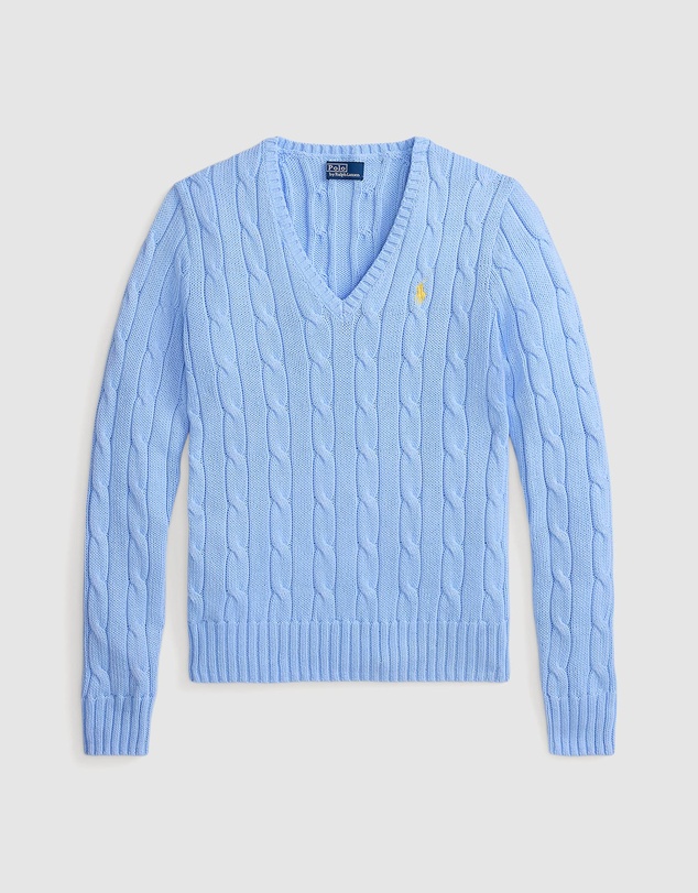 Polo Ralph Lauren - Cable-Knit Cotton V-Neck Sweater - The ICONIC Exclusive