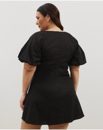 Atmos&Here Curvy - Kelly Linen Blend Puff Sleeve Mini Dress