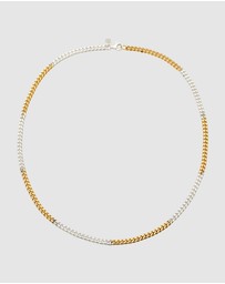 Kuzzoi - ICONIC EXCLUSIVE - Necklace Male Curb Chain 925 Sterling Silver Bicolor