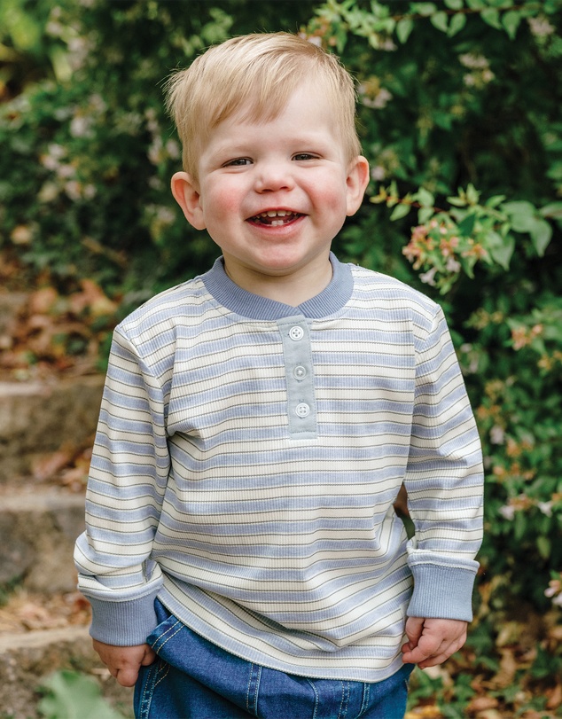 Kynd Baby - Henley Top in Sky Blue Stripe