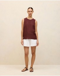 Trenery - Linen Relaxed Pull On Short in White