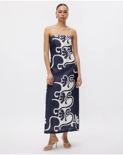 Minima Esenciales - Nivas Linen Empire Strapless Dress
