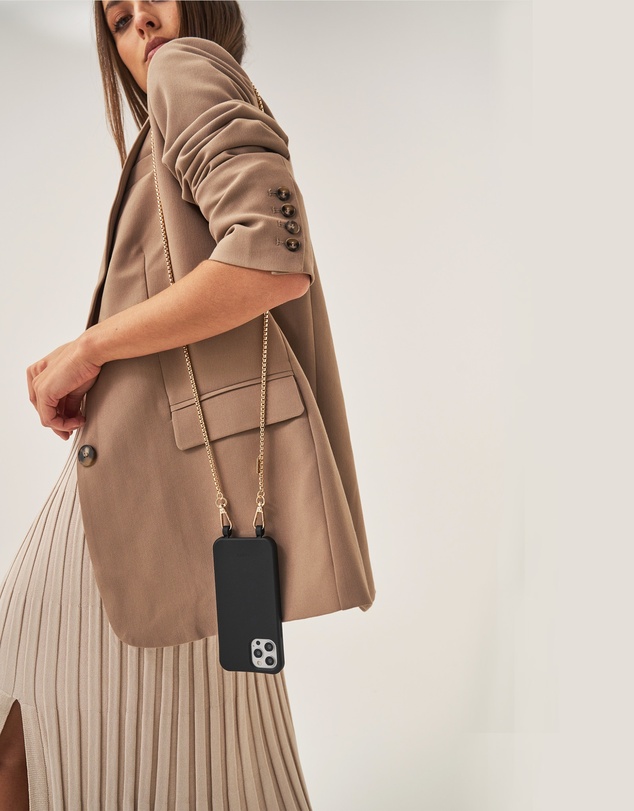 LOUVE COLLECTION - Le Café Noir Phone Case + Gaia Gold-Plated Crossbody Chain