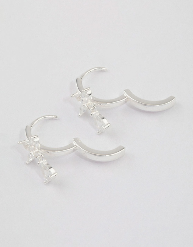 Lovisa - Sterling Silver Trio Marquise Huggie Pear Earrings