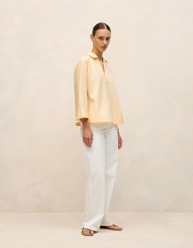 Trenery - Fine Poplin Popover Shirt in Butter