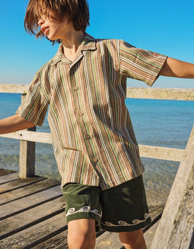 Skwosh - Grandpa's Couch Kids Holiday Shirt in Multi Stripe