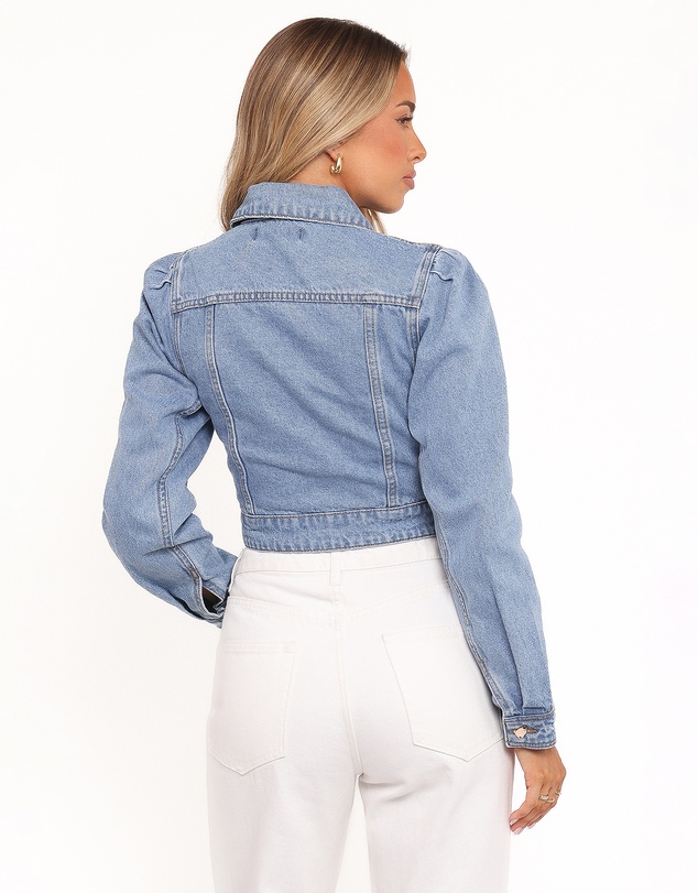 Petal & Pup - Faven Cropped Denim Jacket - Mid Blue