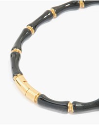 Lovisa - Waterproof Gold Plated Stainless Steel Black Enamel Bamboo Bangle