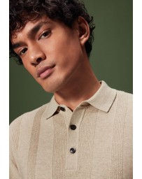NEXT - Regular Vertical Texture Knitted Polo Jumper