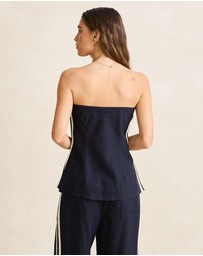 Rhythm - Contrast Linen Strapless Top