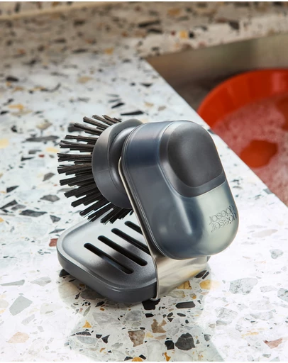 Joseph Joseph - SinkTech™ Soap-dispensing Palm Brush with Stainless Steel Storage Stand