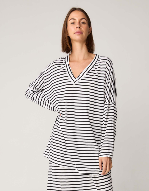 Primness - Stripe Loose V Top