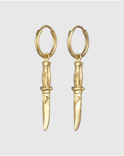 Haze & Glory - ICONIC EXCLUSIVE - Earrings Hoops Men Dagger 925 Sterling Silver Gold-Plated