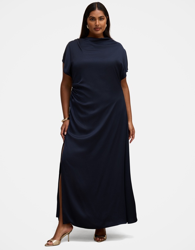 Forever New Curve - Genevieve Curve Satin Drape Maxi Dress